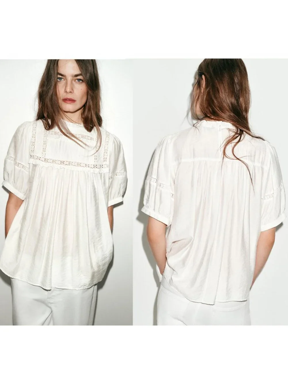 NEW ZARA romantic puff sleeve blouse 5770 size XS
